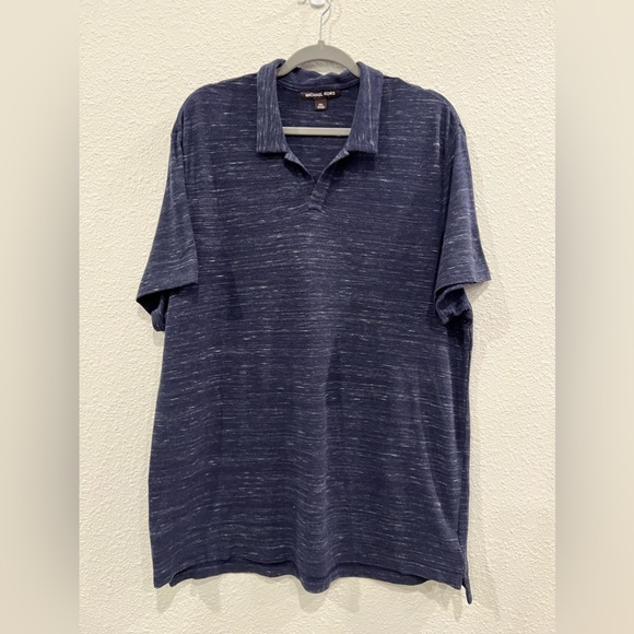 Michael Kors Men's Open Collar Polo Button-Less Shirt Blue XXL - Picture 1 of 4
